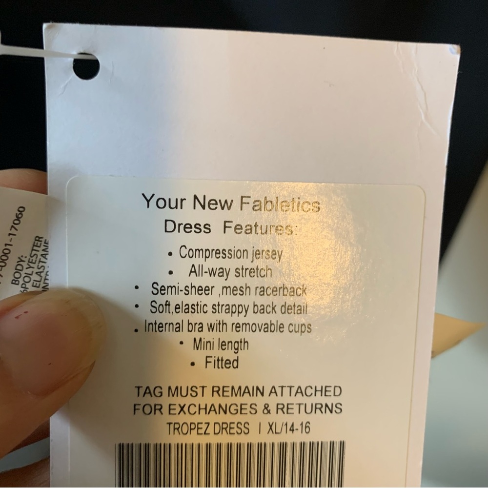 Fabletics Black Strappy Racerback Bodycon Mini Dress with Mesh Inset - Picture 10 of 11